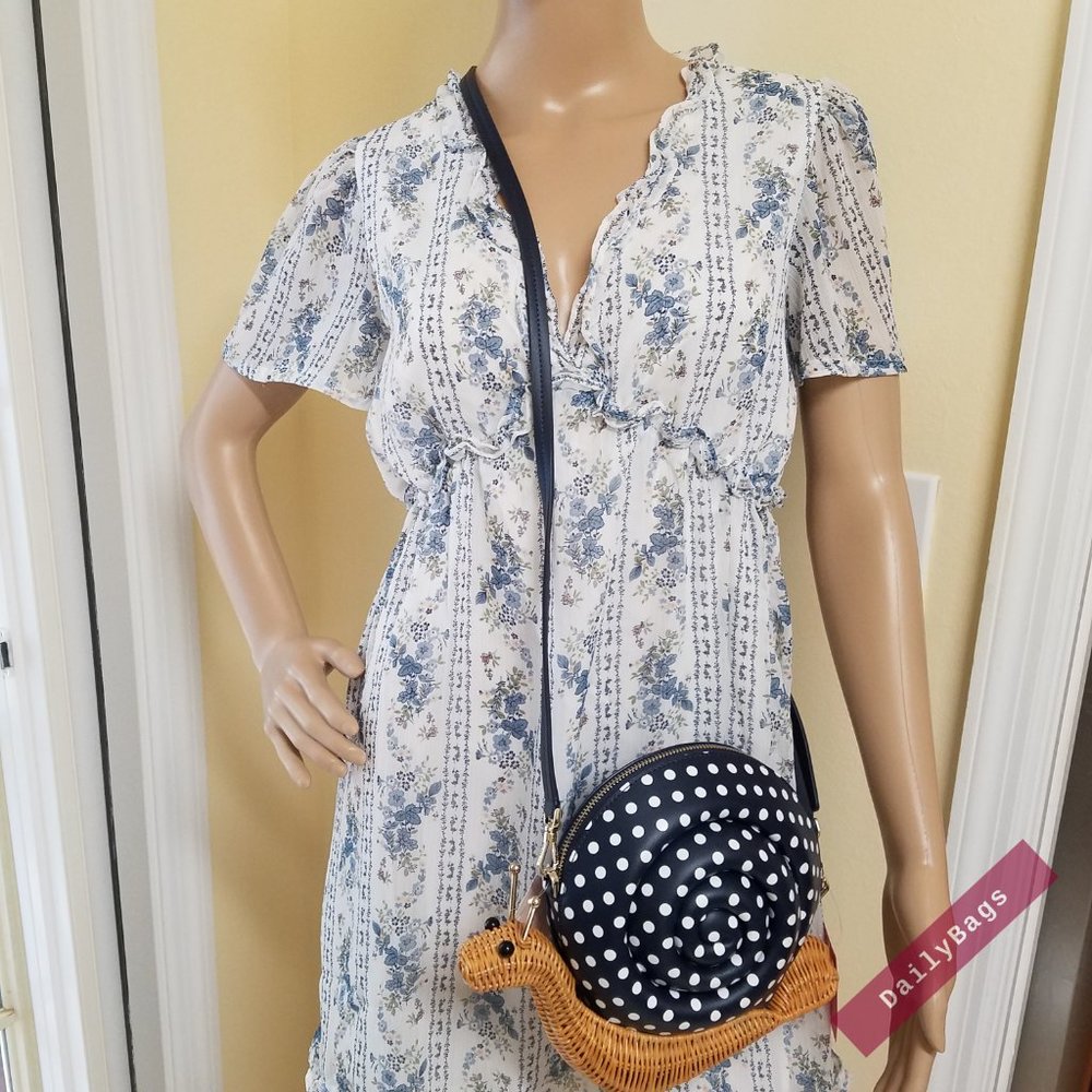 KATE SPADE SNAIL ENCHANTED BLUE CROSSBODY WHITE - Picture 8 of 13